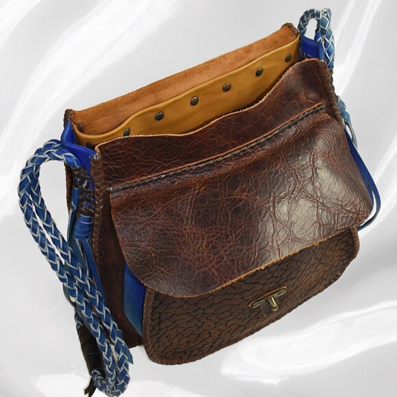 One of a Kind Handmade Leather Boho Crossbody Purse | Artisan Saddle Bag Purse - Picture 11 of 13
